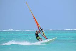 Kenya - Diani Beach. Windsurf, kiteusrf, surf and SUP. Windsurf action.